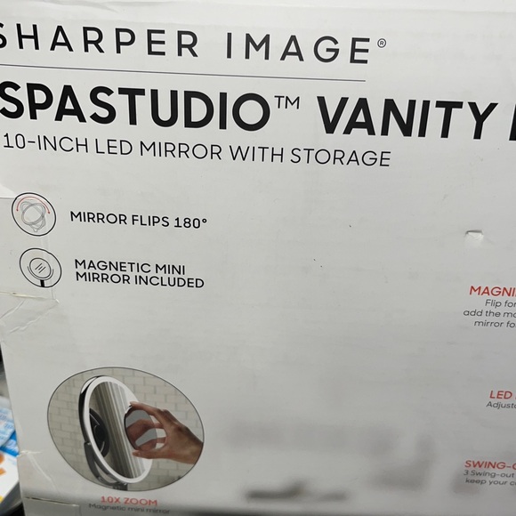 NEW in BOX Sharper Image SPASTUDIO VANITY PLUS Mirror - Picture 3 of 9